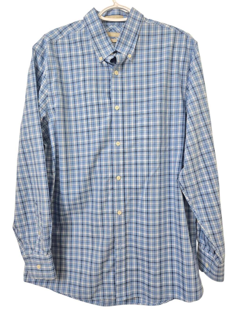Nordstrom Men's Shop Plaid Long Sleeve Button Down Shirt Blue White Large